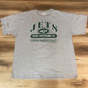 Tultex New‎ York Jets T-Shirt 3XL Vinny Testaverde 16 NFL Cotton Blend Gray 90s